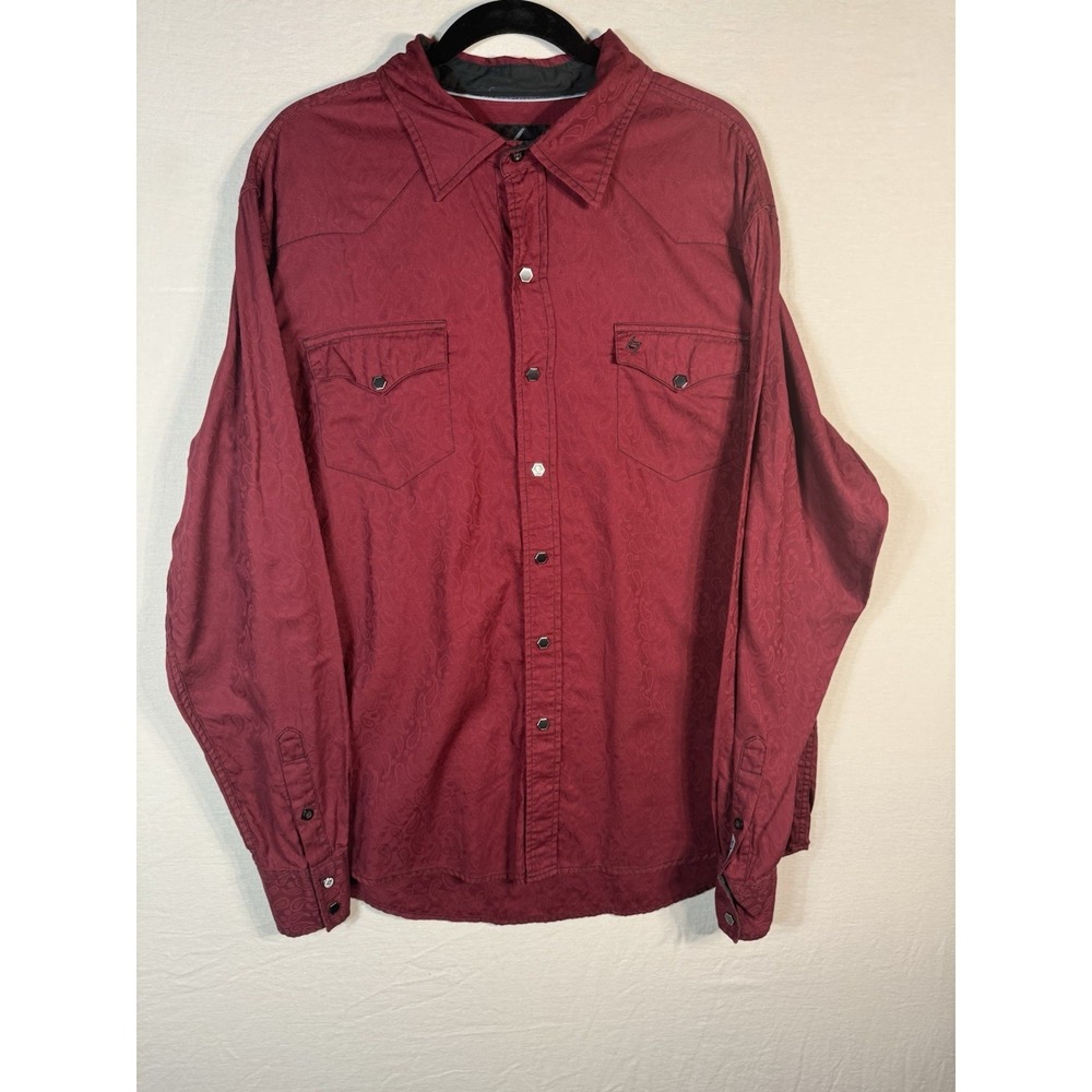 Garth Brooks Sevens Cinch Shirt Men Large Red Paisley Western Snap Button Rodeo